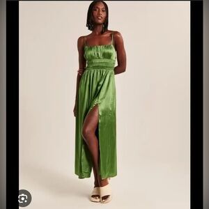 Abercrombie & Fitch Satin Green Maxi Dress